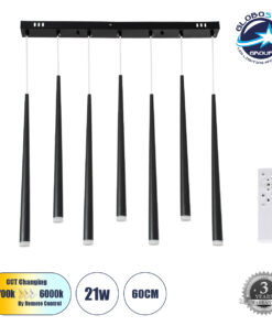 GloboStar® TEARS 61311 Κρεμαστό Φωτιστικό Οροφής Design LED CCT 21W 2310lm 180° AC 220-240V – Εναλλαγή Φωτισμού μέσω Τηλεχειριστηρίου All In One Ψυχρό 6000k+Φυσικό 4500k+Θερμό 2700k Dimmable Μ70 x Π3.2 x Υ60cm – Μαύρο – 3 Years Warranty