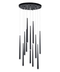 GloboStar® TEARS 61313 Κρεμαστό Φωτιστικό Οροφής Design LED CCT 36W 3960lm 180° AC 220-240V – Εναλλαγή Φωτισμού μέσω Τηλεχειριστηρίου All In One Ψυχρό 6000k+Φυσικό 4500k+Θερμό 2700k Dimmable Φ60 x Υ51.5cm – Μαύρο – 3 Years Warranty