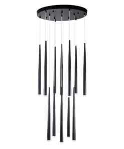 GloboStar® TEARS 61313 Κρεμαστό Φωτιστικό Οροφής Design LED CCT 36W 3960lm 180° AC 220-240V – Εναλλαγή Φωτισμού μέσω Τηλεχειριστηρίου All In One Ψυχρό 6000k+Φυσικό 4500k+Θερμό 2700k Dimmable Φ60 x Υ51.5cm – Μαύρο – 3 Years Warranty