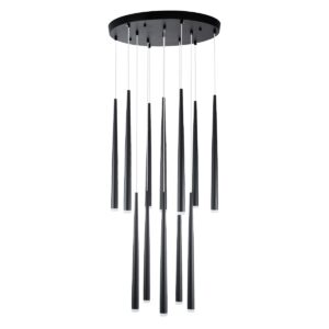 GloboStar® TEARS 61313 Κρεμαστό Φωτιστικό Οροφής Design LED CCT 36W 3960lm 180° AC 220-240V – Εναλλαγή Φωτισμού μέσω Τηλεχειριστηρίου All In One Ψυχρό 6000k+Φυσικό 4500k+Θερμό 2700k Dimmable Φ60 x Υ51.5cm – Μαύρο – 3 Years Warranty
