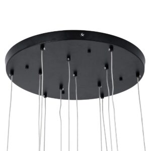 GloboStar® TEARS 61313 Κρεμαστό Φωτιστικό Οροφής Design LED CCT 36W 3960lm 180° AC 220-240V – Εναλλαγή Φωτισμού μέσω Τηλεχειριστηρίου All In One Ψυχρό 6000k+Φυσικό 4500k+Θερμό 2700k Dimmable Φ60 x Υ51.5cm – Μαύρο – 3 Years Warranty