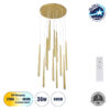 GloboStar® TEARS 61314 Κρεμαστό Φωτιστικό Οροφής Design LED CCT 36W 3960lm 180° AC 220-240V – Εναλλαγή Φωτισμού μέσω Τηλεχειριστηρίου All In One Ψυχρό 6000k+Φυσικό 4500k+Θερμό 2700k Dimmable Φ60 x Υ51.5cm – Χρυσό Βούρτσας – 3 Years Warranty