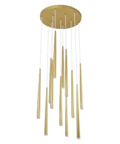 GloboStar® TEARS 61314 Κρεμαστό Φωτιστικό Οροφής Design LED CCT 36W 3960lm 180° AC 220-240V – Εναλλαγή Φωτισμού μέσω Τηλεχειριστηρίου All In One Ψυχρό 6000k+Φυσικό 4500k+Θερμό 2700k Dimmable Φ60 x Υ51.5cm – Χρυσό Βούρτσας – 3 Years Warranty