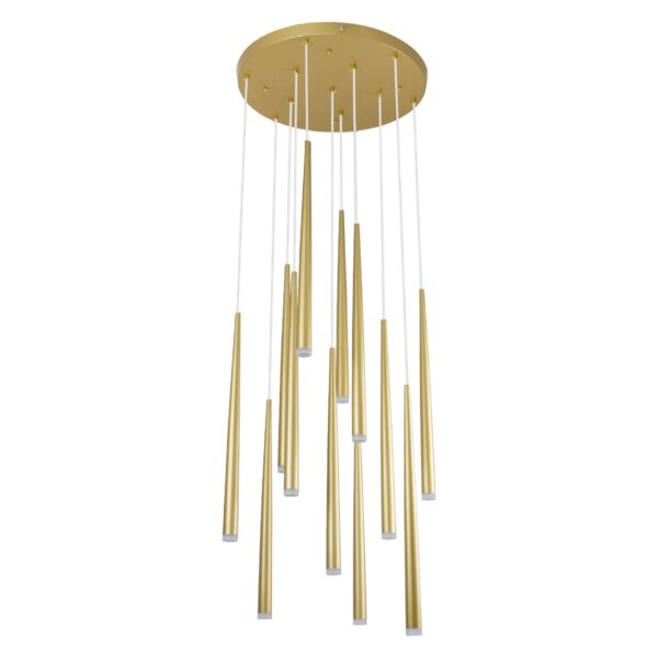 GloboStar® TEARS 61314 Κρεμαστό Φωτιστικό Οροφής Design LED CCT 36W 3960lm 180° AC 220-240V – Εναλλαγή Φωτισμού μέσω Τηλεχειριστηρίου All In One Ψυχρό 6000k+Φυσικό 4500k+Θερμό 2700k Dimmable Φ60 x Υ51.5cm – Χρυσό Βούρτσας – 3 Years Warranty
