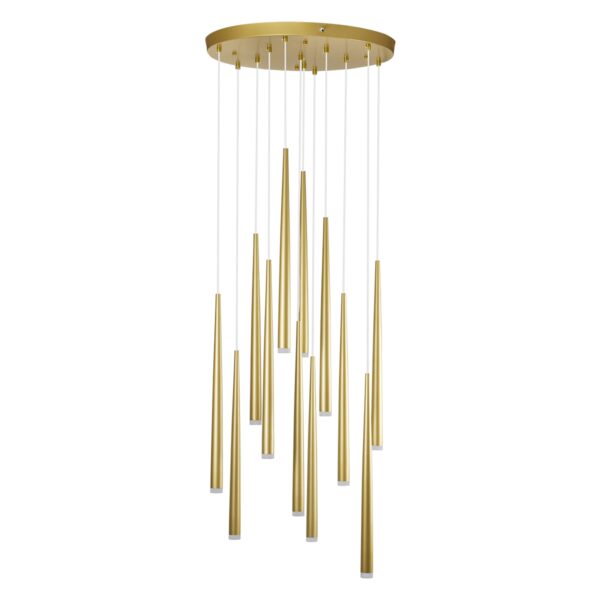 GloboStar® TEARS 61314 Κρεμαστό Φωτιστικό Οροφής Design LED CCT 36W 3960lm 180° AC 220-240V – Εναλλαγή Φωτισμού μέσω Τηλεχειριστηρίου All In One Ψυχρό 6000k+Φυσικό 4500k+Θερμό 2700k Dimmable Φ60 x Υ51.5cm – Χρυσό Βούρτσας – 3 Years Warranty