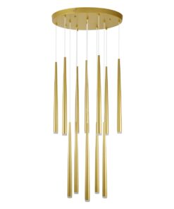 GloboStar® TEARS 61314 Κρεμαστό Φωτιστικό Οροφής Design LED CCT 36W 3960lm 180° AC 220-240V – Εναλλαγή Φωτισμού μέσω Τηλεχειριστηρίου All In One Ψυχρό 6000k+Φυσικό 4500k+Θερμό 2700k Dimmable Φ60 x Υ51.5cm – Χρυσό Βούρτσας – 3 Years Warranty