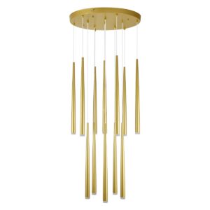 GloboStar® TEARS 61314 Κρεμαστό Φωτιστικό Οροφής Design LED CCT 36W 3960lm 180° AC 220-240V – Εναλλαγή Φωτισμού μέσω Τηλεχειριστηρίου All In One Ψυχρό 6000k+Φυσικό 4500k+Θερμό 2700k Dimmable Φ60 x Υ51.5cm – Χρυσό Βούρτσας – 3 Years Warranty