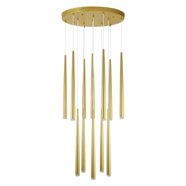 GloboStar® TEARS 61314 Κρεμαστό Φωτιστικό Οροφής Design LED CCT 36W 3960lm 180° AC 220-240V – Εναλλαγή Φωτισμού μέσω Τηλεχειριστηρίου All In One Ψυχρό 6000k+Φυσικό 4500k+Θερμό 2700k Dimmable Φ60 x Υ51.5cm – Χρυσό Βούρτσας – 3 Years Warranty