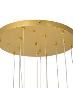 GloboStar® TEARS 61314 Κρεμαστό Φωτιστικό Οροφής Design LED CCT 36W 3960lm 180° AC 220-240V – Εναλλαγή Φωτισμού μέσω Τηλεχειριστηρίου All In One Ψυχρό 6000k+Φυσικό 4500k+Θερμό 2700k Dimmable Φ60 x Υ51.5cm – Χρυσό Βούρτσας – 3 Years Warranty