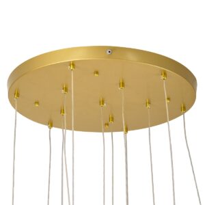 GloboStar® TEARS 61314 Κρεμαστό Φωτιστικό Οροφής Design LED CCT 36W 3960lm 180° AC 220-240V – Εναλλαγή Φωτισμού μέσω Τηλεχειριστηρίου All In One Ψυχρό 6000k+Φυσικό 4500k+Θερμό 2700k Dimmable Φ60 x Υ51.5cm – Χρυσό Βούρτσας – 3 Years Warranty