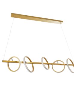 GloboStar® CIRCOLARE 61322 Κρεμαστό Φωτιστικό Οροφής Design LED CCT 75W 8400lm 360° AC 220-240V – Εναλλαγή Φωτισμού μέσω Τηλεχειριστηρίου All In One Ψυχρό 6000k+Φυσικό 4500k+Θερμό 2700k Dimmable Μ120 x Π25 x Υ25cm – Χρυσό – 3 Χρόνια Εγγύηση