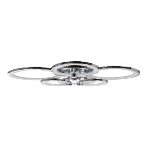 GloboStar® ROYAL-R 61324 Φωτιστικό Οροφής Design LED CCT 135W 16200lm 360° AC 220-240V – Εναλλαγή Φωτισμού μέσω Τηλεχειριστηρίου All In One Ψυχρό 6000k+Φυσικό 4500k+Θερμό 2700k Dimmable Μ80.5 x Π59 x Υ12cm – Νίκελ Χρώμιο – 3 Years Warranty