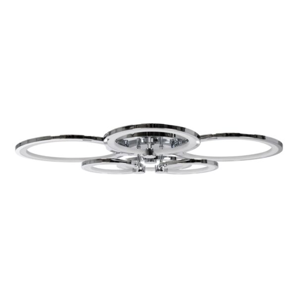 GloboStar® ROYAL-R 61324 Φωτιστικό Οροφής Design LED CCT 135W 16200lm 360° AC 220-240V – Εναλλαγή Φωτισμού μέσω Τηλεχειριστηρίου All In One Ψυχρό 6000k+Φυσικό 4500k+Θερμό 2700k Dimmable Μ80.5 x Π59 x Υ12cm – Νίκελ Χρώμιο – 3 Years Warranty