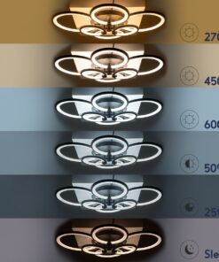 GloboStar® ROYAL-R 61323 Φωτιστικό Οροφής Design LED CCT 135W 16200lm 360° AC 220-240V – Εναλλαγή Φωτισμού μέσω Τηλεχειριστηρίου All In One Ψυχρό 6000k+Φυσικό 4500k+Θερμό 2700k Dimmable Μ80.5 x Π59 x Υ12cm – Μαύρο – 3 Years Warranty