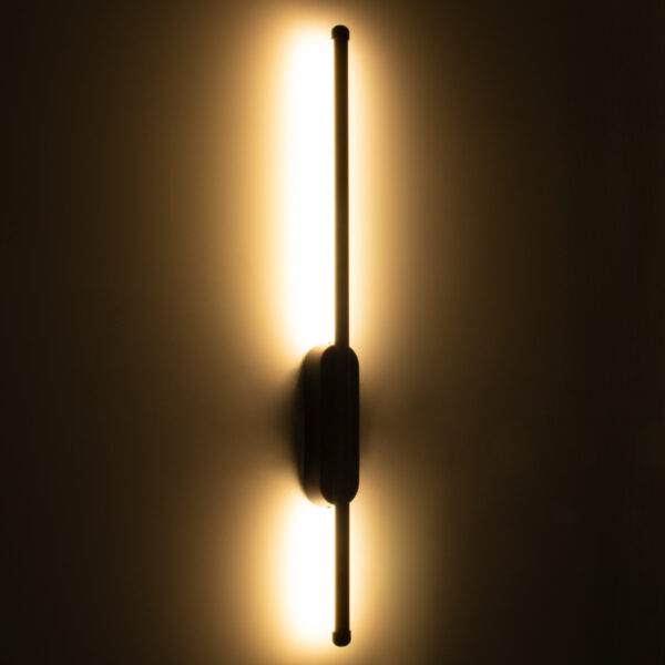 GloboStar® HARLEM 61331 Φωτιστικό Τοίχου – Απλίκα Design LED CCT 9W 1080lm 120° AC 220-240V – Εναλλαγή Φωτισμού μέσω Διακόπτη On/Off All In One Ψυχρό 6000k+Φυσικό 4500k+Θερμό 2700k Μ5 x Π4 x Υ60cm – Μαύρο – 3 Years Warranty