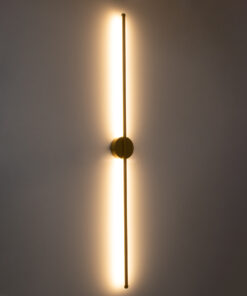 GloboStar® DIADEM 61334 Φωτιστικό Τοίχου – Απλίκα Design LED CCT 18W 2160lm 120° AC 220-240V – Εναλλαγή Φωτισμού μέσω Διακόπτη On/Off All In One Ψυχρό 6000k+Φυσικό 4500k+Θερμό 2700k Μ10 x Π4 x Υ120cm – Χρυσό – 3 Years Warranty