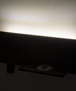 GloboStar® PALADIN 61351 Μοντέρνο Φωτιστικό Τοίχου – Απλίκα Ξενοδοχείου Bed Side LED 6W 720lm 36° AC 220-240V – Reading Light & Κρυφός Φωτισμός – Φορτιστές USB 3A & Wireless 20W – Μ30 x Π11 x Υ12cm – Φυσικό Λευκό 4500K – Μαύρο – Αριστερό