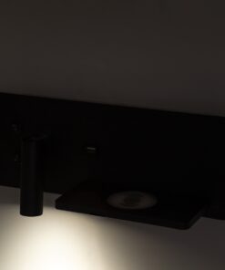 GloboStar® PALADIN 61352 Μοντέρνο Φωτιστικό Τοίχου – Απλίκα Ξενοδοχείου Bed Side LED 6W 720lm 36° AC 220-240V – Reading Light & Κρυφός Φωτισμός – Φορτιστές USB 3A & Wireless 20W – Μ30 x Π11 x Υ12cm – Φυσικό Λευκό 4500K – Μαύρο – Δεξί