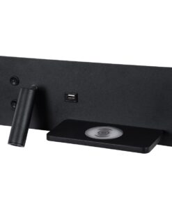 GloboStar® PALADIN 61352 Μοντέρνο Φωτιστικό Τοίχου – Απλίκα Ξενοδοχείου Bed Side LED 6W 720lm 36° AC 220-240V – Reading Light & Κρυφός Φωτισμός – Φορτιστές USB 3A & Wireless 20W – Μ30 x Π11 x Υ12cm – Φυσικό Λευκό 4500K – Μαύρο – Δεξί