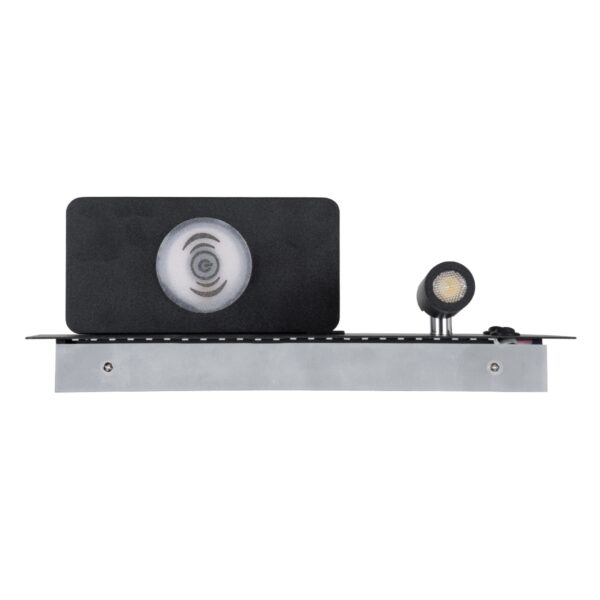 GloboStar® PALADIN 61351 Μοντέρνο Φωτιστικό Τοίχου – Απλίκα Ξενοδοχείου Bed Side LED 6W 720lm 36° AC 220-240V – Reading Light & Κρυφός Φωτισμός – Φορτιστές USB 3A & Wireless 20W – Μ30 x Π11 x Υ12cm – Φυσικό Λευκό 4500K – Μαύρο – Αριστερό