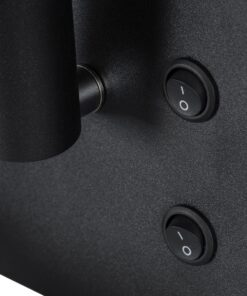 GloboStar® PALADIN 61351 Μοντέρνο Φωτιστικό Τοίχου – Απλίκα Ξενοδοχείου Bed Side LED 6W 720lm 36° AC 220-240V – Reading Light & Κρυφός Φωτισμός – Φορτιστές USB 3A & Wireless 20W – Μ30 x Π11 x Υ12cm – Φυσικό Λευκό 4500K – Μαύρο – Αριστερό