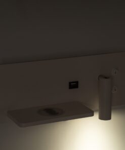 GloboStar® PALADIN 61353 Μοντέρνο Φωτιστικό Τοίχου – Απλίκα Ξενοδοχείου Bed Side LED 6W 720lm 36° AC 220-240V – Reading Light & Κρυφός Φωτισμός – Φορτιστές USB 3A & Wireless 20W – Μ30 x Π11 x Υ12cm – Φυσικό Λευκό 4500K – Λευκό – Αριστερό