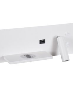 GloboStar® PALADIN 61353 Μοντέρνο Φωτιστικό Τοίχου – Απλίκα Ξενοδοχείου Bed Side LED 6W 720lm 36° AC 220-240V – Reading Light & Κρυφός Φωτισμός – Φορτιστές USB 3A & Wireless 20W – Μ30 x Π11 x Υ12cm – Φυσικό Λευκό 4500K – Λευκό – Αριστερό