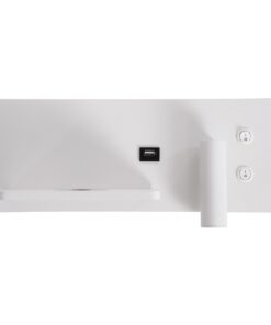 GloboStar® PALADIN 61353 Μοντέρνο Φωτιστικό Τοίχου – Απλίκα Ξενοδοχείου Bed Side LED 6W 720lm 36° AC 220-240V – Reading Light & Κρυφός Φωτισμός – Φορτιστές USB 3A & Wireless 20W – Μ30 x Π11 x Υ12cm – Φυσικό Λευκό 4500K – Λευκό – Αριστερό