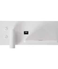 GloboStar® PALADIN 61354 Μοντέρνο Φωτιστικό Τοίχου – Απλίκα Ξενοδοχείου Bed Side LED 6W 720lm 36° AC 220-240V – Reading Light & Κρυφός Φωτισμός – Φορτιστές USB 3A & Wireless 20W – Μ30 x Π11 x Υ12cm – Φυσικό Λευκό 4500K – Λευκό – Δεξί