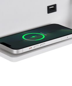 GloboStar® PALADIN 61354 Μοντέρνο Φωτιστικό Τοίχου – Απλίκα Ξενοδοχείου Bed Side LED 6W 720lm 36° AC 220-240V – Reading Light & Κρυφός Φωτισμός – Φορτιστές USB 3A & Wireless 20W – Μ30 x Π11 x Υ12cm – Φυσικό Λευκό 4500K – Λευκό – Δεξί