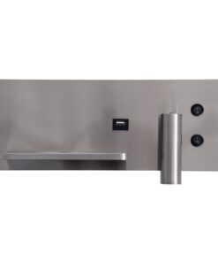 GloboStar® PALADIN 61355 Μοντέρνο Φωτιστικό Τοίχου – Απλίκα Ξενοδοχείου Bed Side LED 6W 720lm 36° AC 220-240V – Reading Light & Κρυφός Φωτισμός – Φορτιστές USB 3A & Wireless 20W – Μ30 x Π11 x Υ12cm – Φυσικό Λευκό 4500K – Νίκελ Βούρτσας – Αριστερό