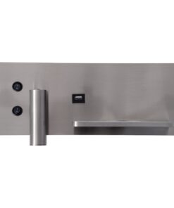 GloboStar® PALADIN 61356 Μοντέρνο Φωτιστικό Τοίχου – Απλίκα Ξενοδοχείου Bed Side LED 6W 720lm 36° AC 220-240V – Reading Light & Κρυφός Φωτισμός – Φορτιστές USB 3A & Wireless 20W – Μ30 x Π11 x Υ12cm – Φυσικό Λευκό 4500K – Νίκελ Βούρτσας – Δεξί