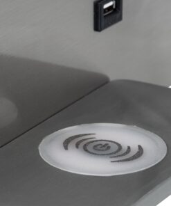 GloboStar® PALADIN 61356 Μοντέρνο Φωτιστικό Τοίχου – Απλίκα Ξενοδοχείου Bed Side LED 6W 720lm 36° AC 220-240V – Reading Light & Κρυφός Φωτισμός – Φορτιστές USB 3A & Wireless 20W – Μ30 x Π11 x Υ12cm – Φυσικό Λευκό 4500K – Νίκελ Βούρτσας – Δεξί