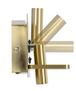 GloboStar® PALADIN 61357 Μοντέρνο Φωτιστικό Τοίχου – Απλίκα Ξενοδοχείου Bed Side LED 6W 720lm 36° AC 220-240V – Reading Light & Κρυφός Φωτισμός – Φορτιστές USB 3A & Wireless 20W – Μ30 x Π11 x Υ12cm – Φυσικό Λευκό 4500K – Χρυσό Βούρτσας – Αριστερό