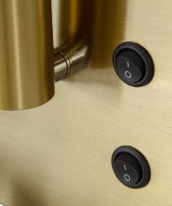 GloboStar® PALADIN 61357 Μοντέρνο Φωτιστικό Τοίχου – Απλίκα Ξενοδοχείου Bed Side LED 6W 720lm 36° AC 220-240V – Reading Light & Κρυφός Φωτισμός – Φορτιστές USB 3A & Wireless 20W – Μ30 x Π11 x Υ12cm – Φυσικό Λευκό 4500K – Χρυσό Βούρτσας – Αριστερό