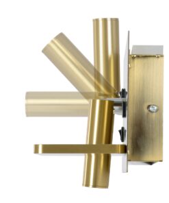 GloboStar® PALADIN 61358 Μοντέρνο Φωτιστικό Τοίχου – Απλίκα Ξενοδοχείου Bed Side LED 6W 720lm 36° AC 220-240V – Reading Light & Κρυφός Φωτισμός – Φορτιστές USB 3A & Wireless 20W – Μ30 x Π11 x Υ12cm – Φυσικό Λευκό 4500K – Χρυσό Βούρτσας – Δεξί