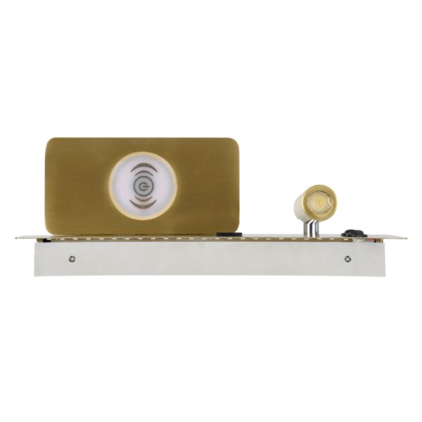 GloboStar® PALADIN 61358 Μοντέρνο Φωτιστικό Τοίχου – Απλίκα Ξενοδοχείου Bed Side LED 6W 720lm 36° AC 220-240V – Reading Light & Κρυφός Φωτισμός – Φορτιστές USB 3A & Wireless 20W – Μ30 x Π11 x Υ12cm – Φυσικό Λευκό 4500K – Χρυσό Βούρτσας – Δεξί