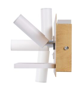 GloboStar® PALADIN 61359 Μοντέρνο Φωτιστικό Τοίχου – Απλίκα Ξενοδοχείου Bed Side LED 6W 720lm 36° AC 220-240V – Reading Light & Κρυφός Φωτισμός – Φορτιστές USB 3A & Wireless 20W – Μ30 x Π11 x Υ12cm – Φυσικό Λευκό 4500K – Ξύλο & Λευκό – Αριστερό