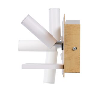 GloboStar® PALADIN 61359 Μοντέρνο Φωτιστικό Τοίχου – Απλίκα Ξενοδοχείου Bed Side LED 6W 720lm 36° AC 220-240V – Reading Light & Κρυφός Φωτισμός – Φορτιστές USB 3A & Wireless 20W – Μ30 x Π11 x Υ12cm – Φυσικό Λευκό 4500K – Ξύλο & Λευκό – Αριστερό