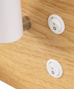 GloboStar® PALADIN 61359 Μοντέρνο Φωτιστικό Τοίχου – Απλίκα Ξενοδοχείου Bed Side LED 6W 720lm 36° AC 220-240V – Reading Light & Κρυφός Φωτισμός – Φορτιστές USB 3A & Wireless 20W – Μ30 x Π11 x Υ12cm – Φυσικό Λευκό 4500K – Ξύλο & Λευκό – Αριστερό
