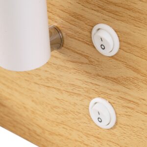 GloboStar® PALADIN 61359 Μοντέρνο Φωτιστικό Τοίχου – Απλίκα Ξενοδοχείου Bed Side LED 6W 720lm 36° AC 220-240V – Reading Light & Κρυφός Φωτισμός – Φορτιστές USB 3A & Wireless 20W – Μ30 x Π11 x Υ12cm – Φυσικό Λευκό 4500K – Ξύλο & Λευκό – Αριστερό
