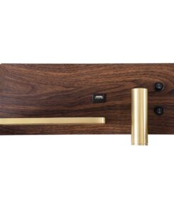 GloboStar® PALADIN 61361 Μοντέρνο Φωτιστικό Τοίχου – Απλίκα Ξενοδοχείου Bed Side LED 6W 720lm 36° AC 220-240V – Reading Light & Κρυφός Φωτισμός – Φορτιστές USB 3A & Wireless 20W – Μ30 x Π11 x Υ12cm – Φυσικό Λευκό 4500K – Ξύλο & Χρυσό – Αριστερό