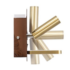 GloboStar® PALADIN 61361 Μοντέρνο Φωτιστικό Τοίχου – Απλίκα Ξενοδοχείου Bed Side LED 6W 720lm 36° AC 220-240V – Reading Light & Κρυφός Φωτισμός – Φορτιστές USB 3A & Wireless 20W – Μ30 x Π11 x Υ12cm – Φυσικό Λευκό 4500K – Ξύλο & Χρυσό – Αριστερό