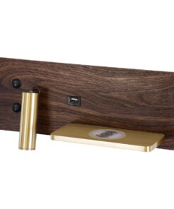 GloboStar® PALADIN 61362 Μοντέρνο Φωτιστικό Τοίχου – Απλίκα Ξενοδοχείου Bed Side LED 6W 720lm 36° AC 220-240V – Reading Light & Κρυφός Φωτισμός – Φορτιστές USB 3A & Wireless 20W – Μ30 x Π11 x Υ12cm – Φυσικό Λευκό 4500K – Ξύλο & Χρυσό – Δεξί