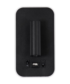 GloboStar® LADY-O 61363 Μοντέρνο Φωτιστικό Τοίχου – Απλίκα Ξενοδοχείου Bed Side LED 10W 1000lm 36° & 360° AC 220-240V – Reading Light & Κρυφός Φωτισμός – Φορτιστής USB 3A – Μ10.5 x Π10 x Υ18.5cm – Φυσικό Λευκό 4500K – Μαύρο – 3 Χρόνια Εγγύηση