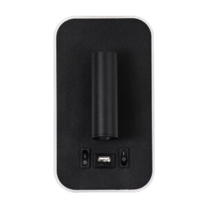 GloboStar® LADY-O 61363 Μοντέρνο Φωτιστικό Τοίχου – Απλίκα Ξενοδοχείου Bed Side LED 10W 1000lm 36° & 360° AC 220-240V – Reading Light & Κρυφός Φωτισμός – Φορτιστής USB 3A – Μ10.5 x Π10 x Υ18.5cm – Φυσικό Λευκό 4500K – Μαύρο – 3 Χρόνια Εγγύηση