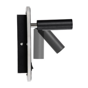 GloboStar® LADY-O 61363 Μοντέρνο Φωτιστικό Τοίχου – Απλίκα Ξενοδοχείου Bed Side LED 10W 1000lm 36° & 360° AC 220-240V – Reading Light & Κρυφός Φωτισμός – Φορτιστής USB 3A – Μ10.5 x Π10 x Υ18.5cm – Φυσικό Λευκό 4500K – Μαύρο – 3 Χρόνια Εγγύηση