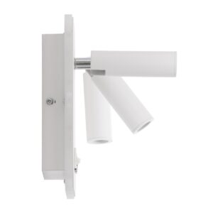 GloboStar® LADY-O 61364 Μοντέρνο Φωτιστικό Τοίχου – Απλίκα Ξενοδοχείου Bed Side LED 10W 1000lm 36° & 360° AC 220-240V – Reading Light & 360° Κρυφός Φωτισμός – Φορτιστής USB 3A – Μ10.5 x Π10 x Υ18.5cm – Φυσικό Λευκό 4500K – Λευκό