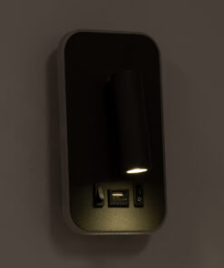 GloboStar® LADY-O 61365 Μοντέρνο Φωτιστικό Τοίχου – Απλίκα Ξενοδοχείου Bed Side LED 10W 1000lm 36° & 360° AC 220-240V – Reading Light & Κρυφός Φωτισμός – Φορτιστής USB 3A – Μ10.5 x Π10 x Υ18.5cm – Φυσικό Λευκό 4500K – Γκρι Ανθρακί – 3 Χρόνια Εγγύηση