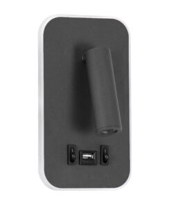 GloboStar® LADY-O 61365 Μοντέρνο Φωτιστικό Τοίχου – Απλίκα Ξενοδοχείου Bed Side LED 10W 1000lm 36° & 360° AC 220-240V – Reading Light & Κρυφός Φωτισμός – Φορτιστής USB 3A – Μ10.5 x Π10 x Υ18.5cm – Φυσικό Λευκό 4500K – Γκρι Ανθρακί – 3 Χρόνια Εγγύηση